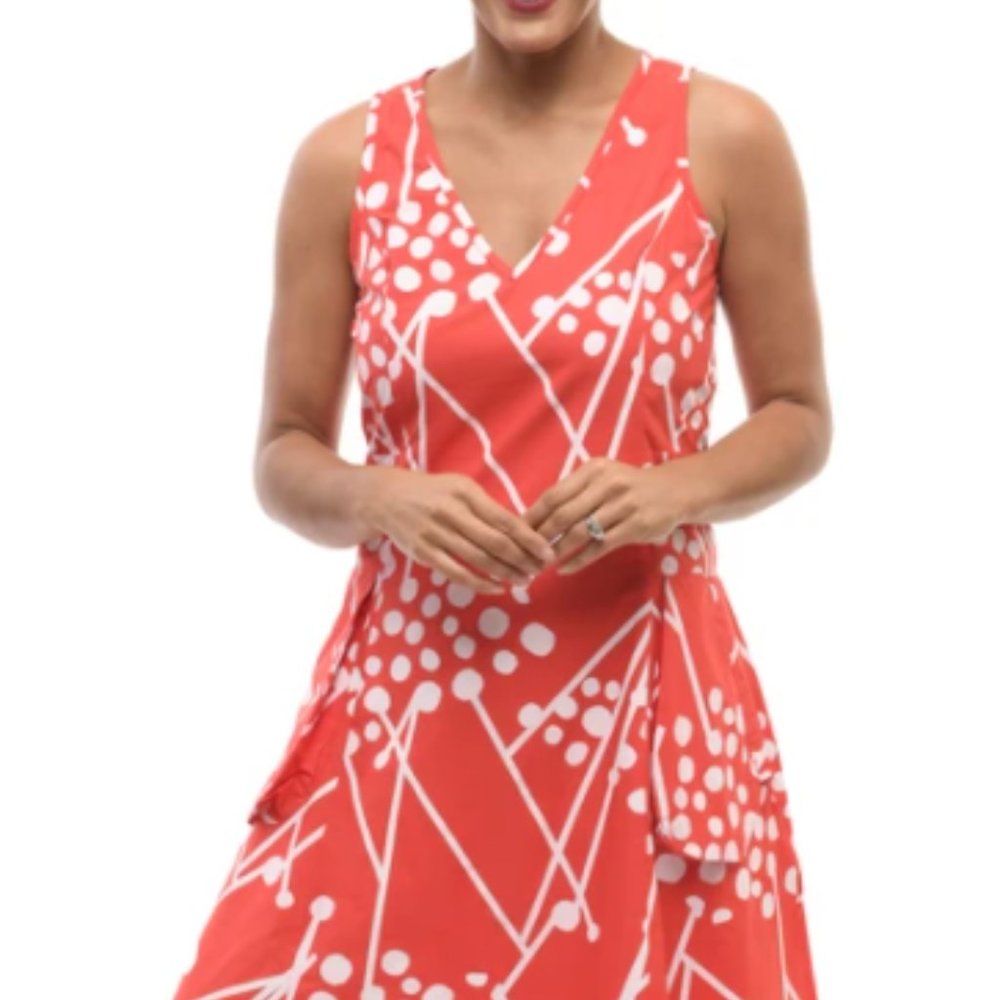 Red & White V-neck Cotton Dress Snapdragon & Twig